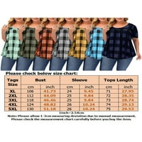 Haite Ljetna modna karirana majica za ženske ležerne slobodne plus veličine vrhova s ​​kratkim rukavima