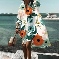 Yubatuo ljetne casual boho cvjetne haljine za oblikovanje za žene V izrez Roll up rukava mini plaža