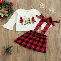 Lizxun božićni ispisani pulover s rukavima + vezanje suknje za vezanje
