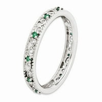 Sterling Silver Spacking izrazi stvoreni smaragdne veličine prstena: 7; za odrasle i tinejdžere; Za