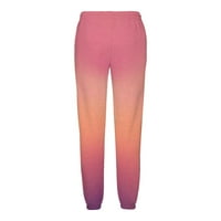 Ružičasti ženski casual labavi sportovi pantalone za gležnjeve pantalone GRADIENT Fleece Hlače Cargo Jogers za žene