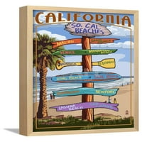 Južne Kalifornije Plaže odredišni znak, uramljena umjetnost Print Wall Art by Lantern Press Prodano