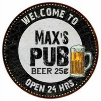Maxov pab 14 okrugli metalni znak pivo bar crni zid Decor poklon 100140039021