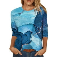 Ženska modna print Splice okrugla vrata dugih rukava majica Bluza Camisole Top
