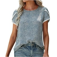 Žene Ljetna odjeća modna casual čipka za latinu rukav kratki rukav za okrugli izrez Bluza Y2K majica