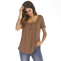 Žene T majice Grafički ljetni bluza s kratkim rukavima vrhova labavih tuničkih tee plus veličine masline