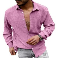 Muška majica Dugme Down Tunic Majica Dugi rukav Tors Regular Fit Bluza Business Purple Red XL