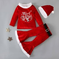 Lovskoo Toddler Kids Girls Božićne odjeće Zimske pantalone za bebe Jesenski uzorak Dugi rukav Tors Hlače