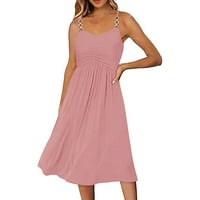 ManXivoo Line haljina ljetne haljine za žene bez rukava V izrez špagete remen a linija modne casual