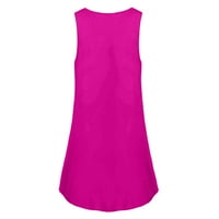 Žene ljetne haljine za žene Čvrsti mini V-izrez Boho rukava bez rukava ružičasta 6xl