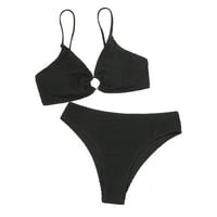 Ecqkame High Struk kupaća za kupanje za žene Čišćenje Ženska Split Solid Bikini Dvodijelni kupaći kostimi Ljetni plažni kupaći kostimi za kupaće kostimi