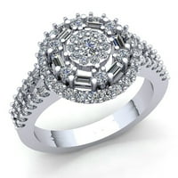Pravi 1CT okrugli rez Diamond Dame Bridal halo godišnjica angažmana prstena od punog 10k ruža, bijela