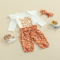 Kiapeise novorođene novorođenčad dječje dječje odjeće set teta izreka pisma Rompers cvjetne daisy hlače