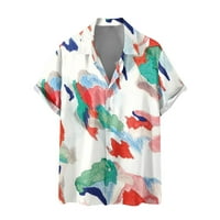 Muške havajske majice Boja blok Print kratki rukav Aloha majica Ljetna casual gumba Košulje Tropska