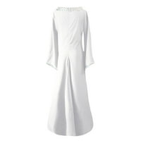 Uorcsa Maxi haljina dugih rukava Vneck srednjovjekovna haljina duljina podne haljina bijela