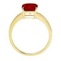 2.5ct Asscher Cred Red Natural Garnet 14K žuti zlatni gravirajući izjavu Bridalne godišnjice Angažovanje
