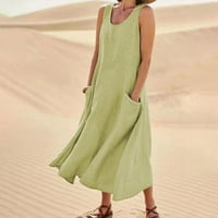 Haljine Dužina bez rukava Čvrsta sa džepom V-izrez sunčane haljine zelene s