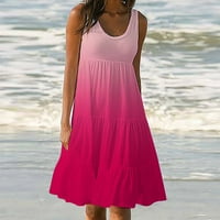 Haljina ljetne haljine za žene Ženska modna ljeto Gradient Print bake bez rukava Plaža Satinska haljina
