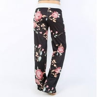 SHPWFBE hlače za ženske noge Stretch cvjetni šljokički print Comfy