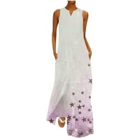 Maxi haljine za žene Ljetni modni ispisani V-izrez bez rukava bez rukava Havajska haljina Sunderesses