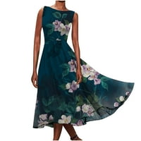 Sunčane haljine Žene Ljetni casual bez rukava visoki struk Swith Long Maxi sandresses za žene cvjetni