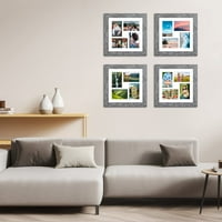 Zaslon za prikaz okvira za prikaz okvira slike, višestruki okvir za fotografije sa prostirkom, pleksiglasom, zidom ili stolnom dekorom, sivom drvenom zrnu