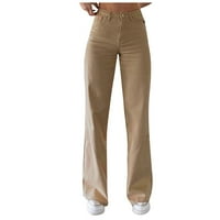 Ženske hlače Žene nove jesenske nove ležerne pantalone Ravne pranje Jeans Casual Bež s