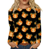 HHEI_K Ženska modna okrugla vrat dugih rukava zimska ležerna majica Halloween tiskana majica