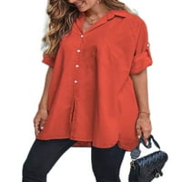 Paille žene sa džepom casual košulje srednje dužine praznična bluza dugih rukava TUNIC košulja narandžasta