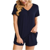 Ljetna ušteda Istunnu ženske ljetne odjeće, žene V izrez Čvrsti kratkih rukava Bluze sa kratkim hlačama
