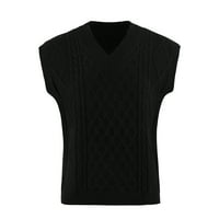 Ženski prsluk Šuplja Argyle Ležerne prilike Klit vrhovi pulover crna veličina xxl