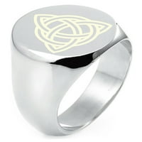 Sterling Silver Triquetra Holy Trinity Simbol ugraviran okrugli ravni vrhunski polirani prsten