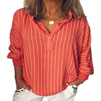 Luxplum dame vrhovi gumb prema dolje za bluzi prugaste košulje, ležerna tunika košulja ljetni crveni
