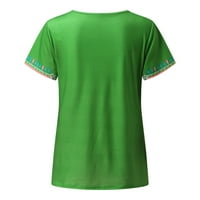 Majice za žene za žene za žene Dame Ležerne prilike Ležerne prilike ljetni okolini Cvjetni print kratkih rukava majica, zeleni XXL