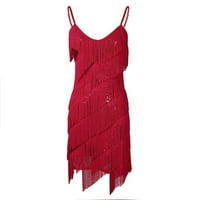 Bazyrey midi ljetne haljine za žensko čišćenje Čvrsta ženski V-izrez casual kratki rukav labav a-line midi ljetne haljine crvene l