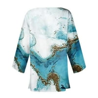 APEPAL ženska casual moda retro tiskana lagana svjetlost jakna od jakne Cardigan Sky Blue 2xl