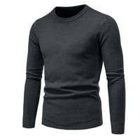 Mens Crewneck džemper od pune boje dugih rukava Ležerne prilike za pletene vrhove pulover crna veličina