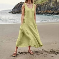 APEPAL Ljetna haljina Ženska modna casual pune boje bez rukava bez rukava haljina