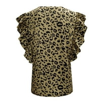 Ženske majice Leopard tiskani modni ruffled cp rukav tunik majica casual labavi vrhovi