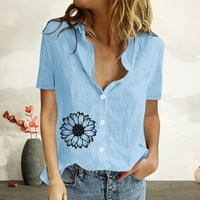 Majica Caveitl Womans, modna žena kauzalno dugme za ispis bluza kratkih rukava majica Ljetni vrhovi