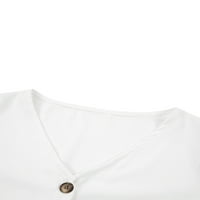 Haljina za ženske košulje Bagilaanoe Solid Boja V-izrez Tri četvrtina rukave s jednom grudima labava