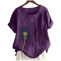 Plus veličine za žene Ljeto Ležerne prilike za ispis Lože majica Purple 12