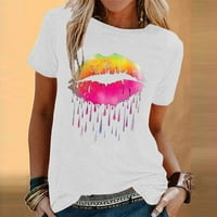 Ženske usne Ispisuju majicu Plus size Ljeto kratki rukav casual okrugli vrat Trendy Funny Grafički teški