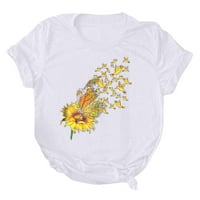 Suncokret offterfly Graphic Print Ljetne košulje za žene Modni slatki smiješni grafički tees bluza Crewneck