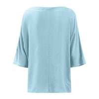 Ženske majice V izrez majice kratki rukav pamuk za bluzu za bluzu Ljeto Loose Fit Ležerne prilike tunike