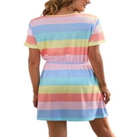 Cindysus Women Ljeto Ležerne prilike kratke mini haljine Dame Labavi majica Dress Color Block Beach