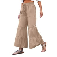 Ženske posteljine hlače Ležerne elastične ljetne hlače visoke struke Rela Fit Comfy Solid Color Palazzo