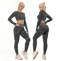 Žene Visoki struk Slim Camo Yoga Hlače Fitness Tummy Control Workout Teretna hlače Bešimnu način rastezanje