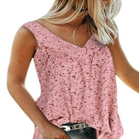 Žene cvjetni ljetni labavi bez rukava prsluk Boho Baggy Tops bluza, ružičasta, l