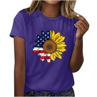 Ecqkame 4. srpnja Košulje Žene Američka zastava Patriot Majica Majica Ženska ljetna casual Labavi ugradnja